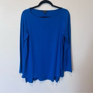 Eileen Fisher Fine Jersey Bateau Blue Women's Tunic Top Size Medium Lightweight
